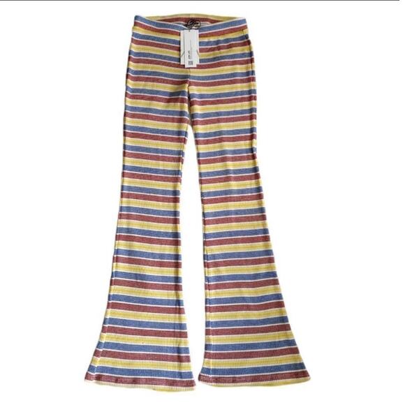 Zara Rib Texture Striped Pull On bell leg Pants Size Small - Picture 10 of 13